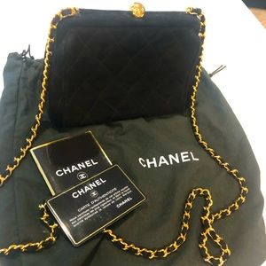 Vintage suede mini CHANEL handbag